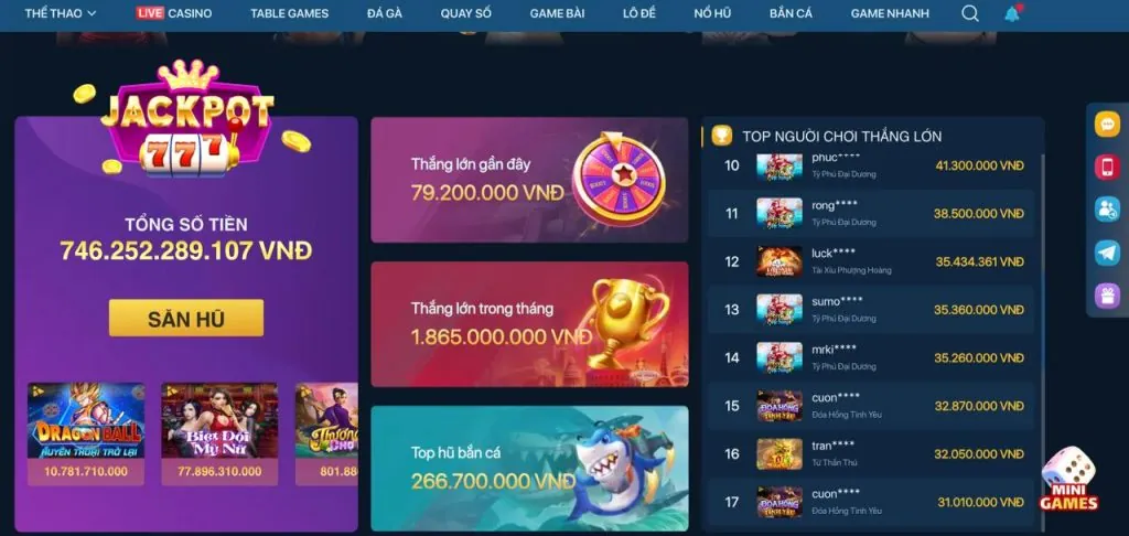 Trưng bày các trò chơi nổi bật tại 888slot